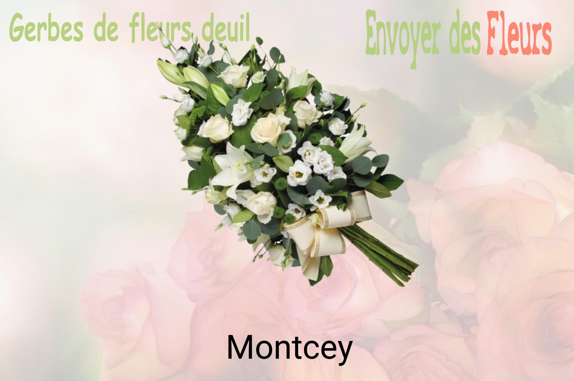 Gerbe de fleurs de deuil livrée à Montcey